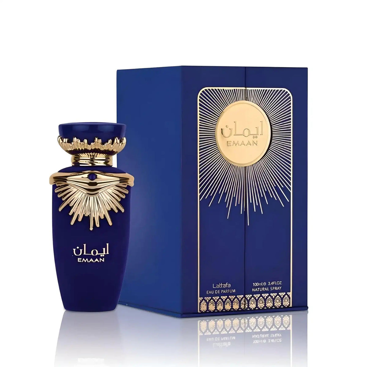 Emaan by Lattafa Eau de Parfum 100ml perfume bottle and packaging