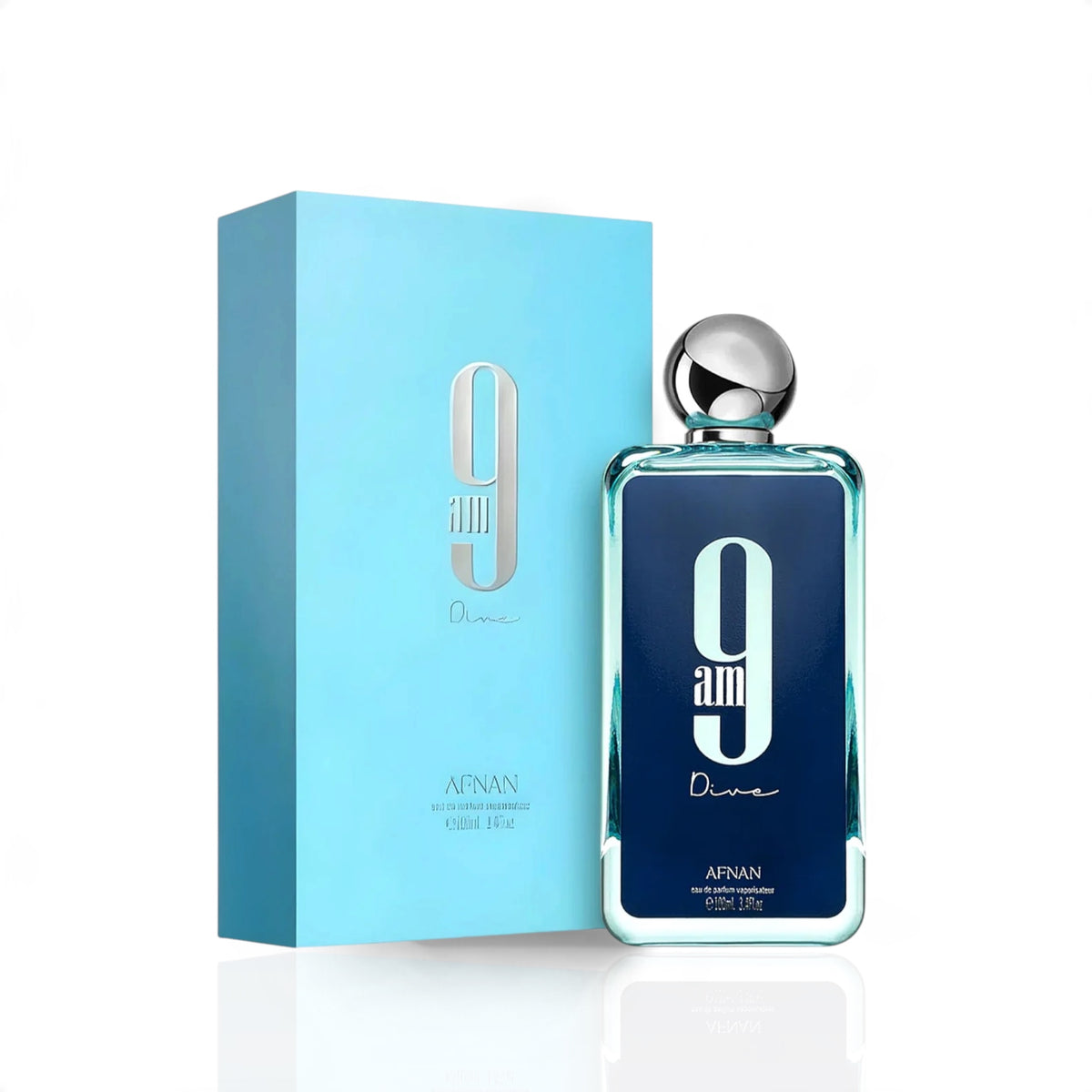 9 AM Dive by Afnan Eau de Parfum 100ml perfume bottle and packaging
