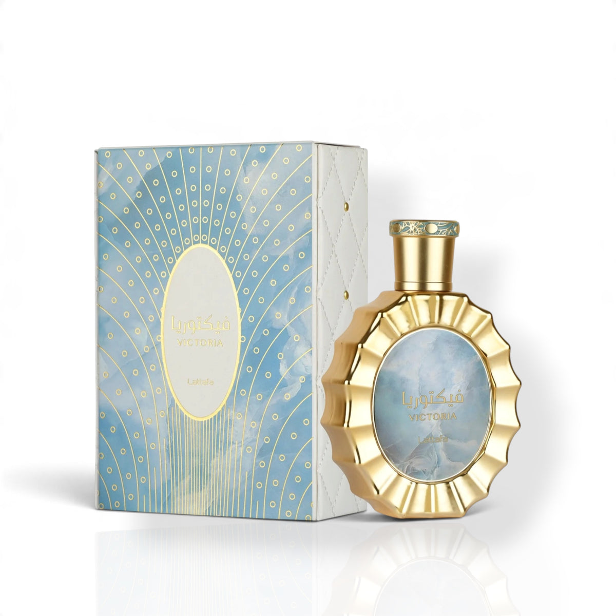 Victoria by Lattafa Eau de Parfum 100ml perfume bottle and packaging