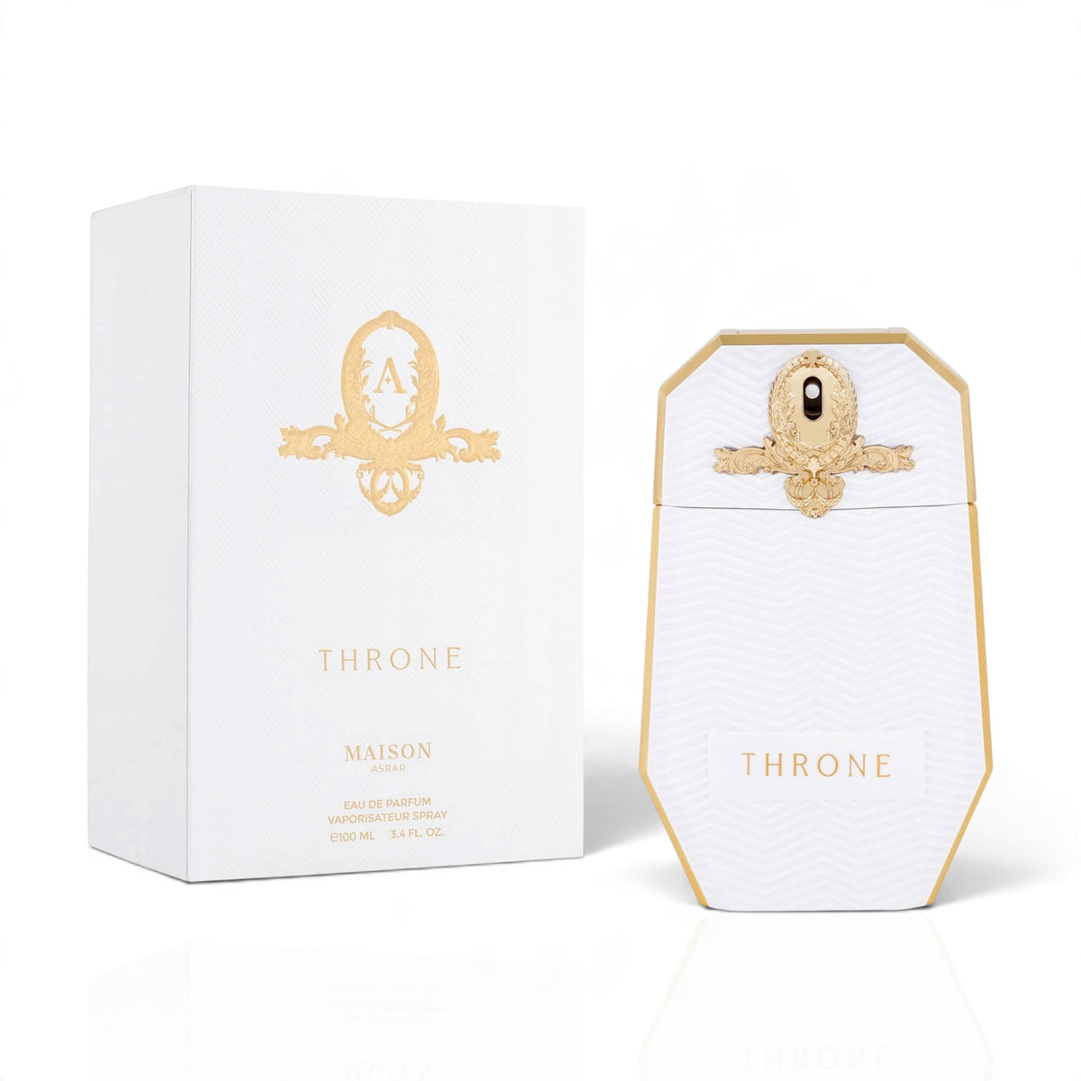 Throne by Maison Asrar Eau de Parfum 100ml perfume bottle and packaging