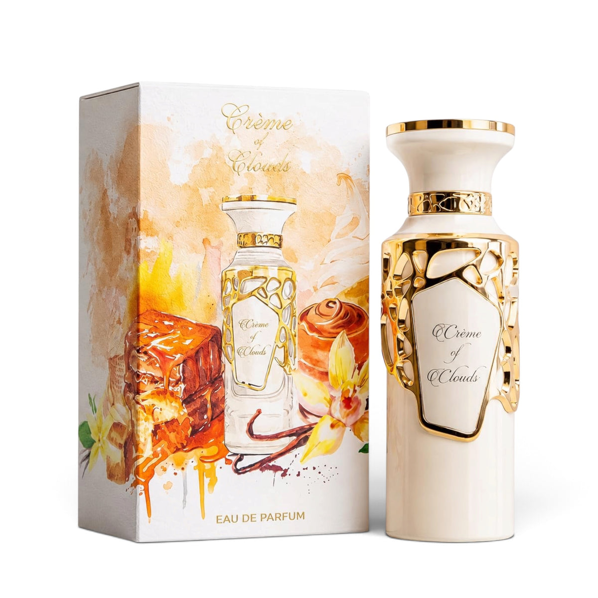 Creme of Clouds by Fragrance World Eau de Parfum 100ml perfume bottle and packaging