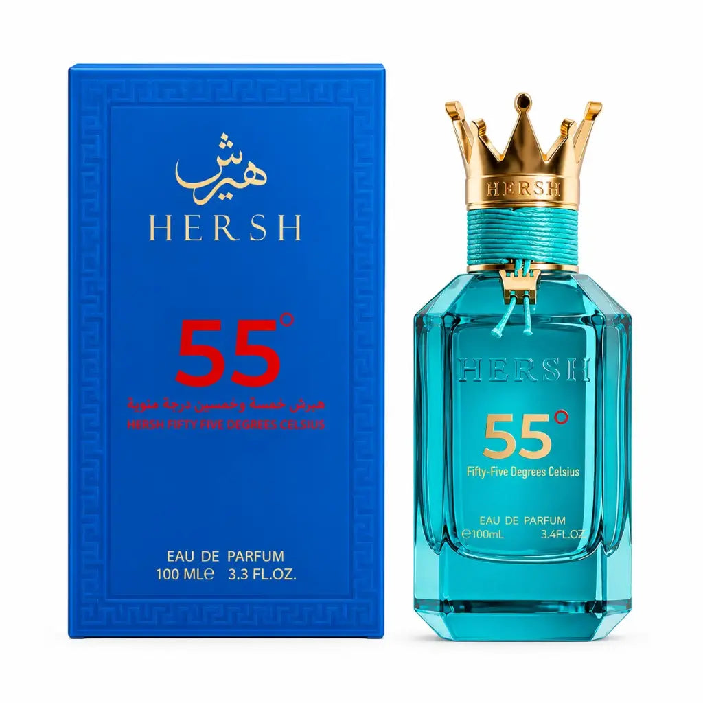 Hersh 55 Degrees Celsius by Al Ezz Oud Eau de Parfum 100ml perfume bottle and packaging