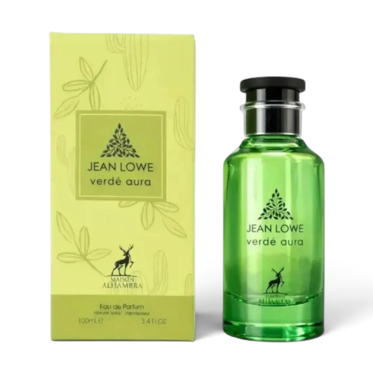 Jean Lowe Verde Aura by Maison Alhambra Eau de Parfum 100ml perfume bottle and packaging