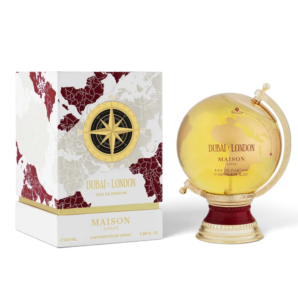Dubai London by Maison Asrar Eau de Parfum 100ml perfume bottle and packaging