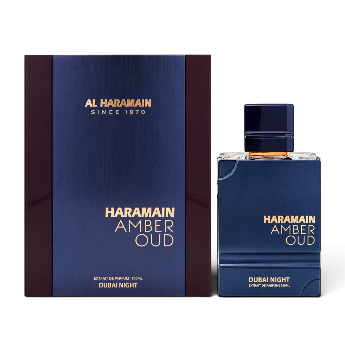 Amber Oud Dubai Night by Al Haramain Eau de Parfum 75ml perfume bottle and packaging