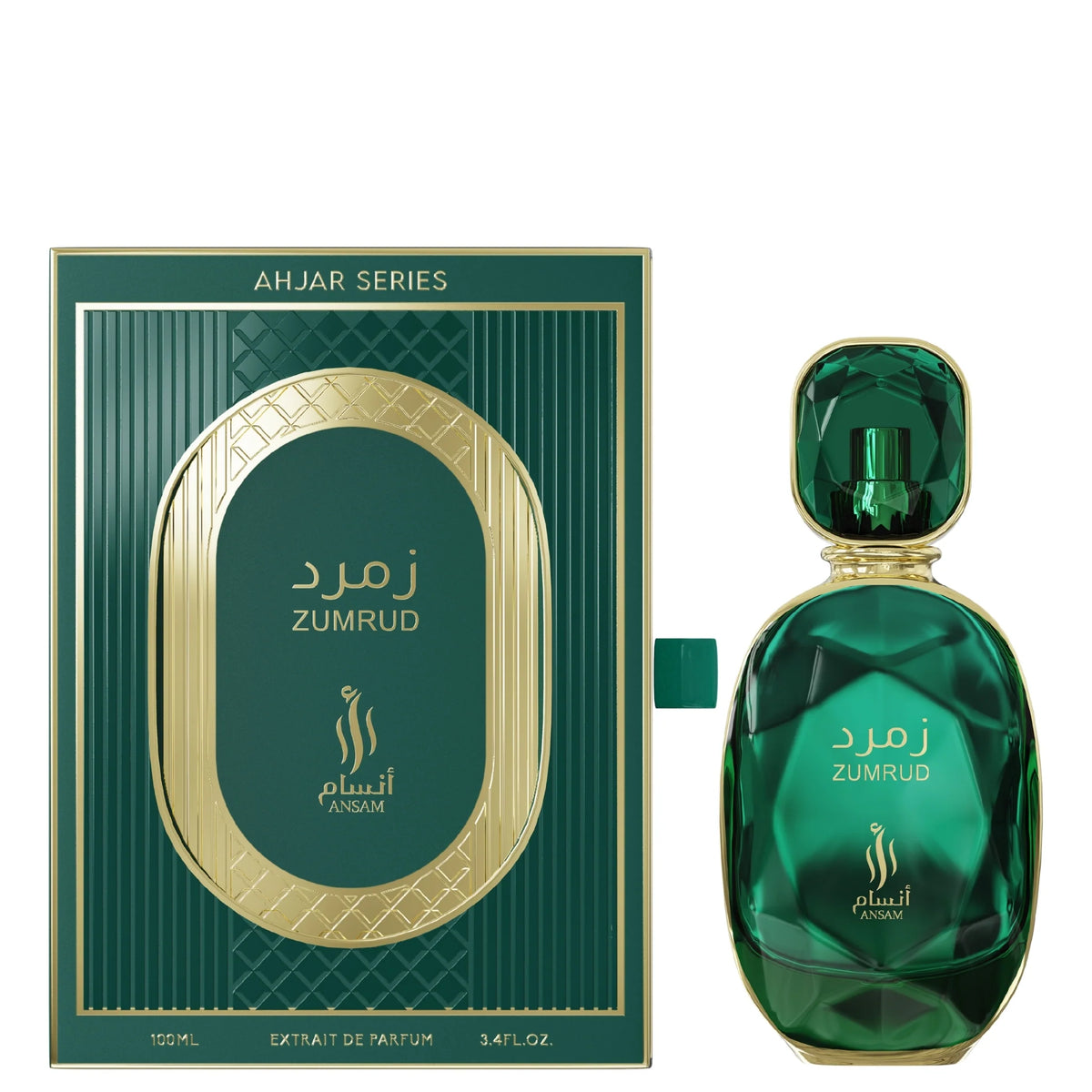 Zumrud by Ansam Extrait de Parfum 100ml perfume bottle and packaging