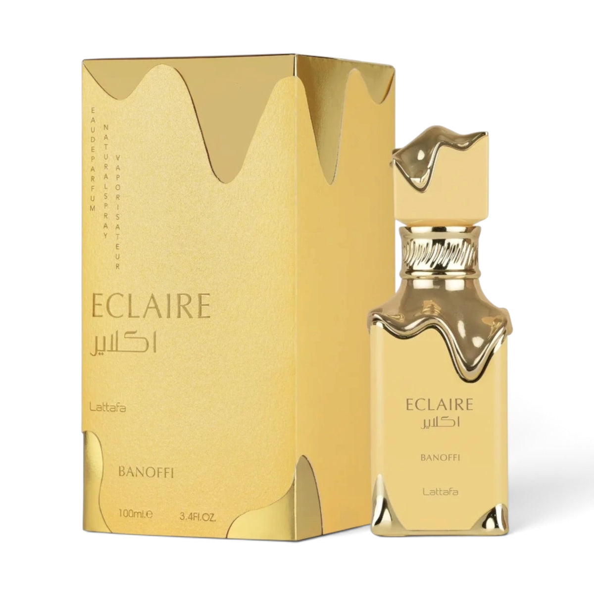 Eclaire Banoffi by Lattafa Eau de Parfum 100ml perfume bottle and packaging