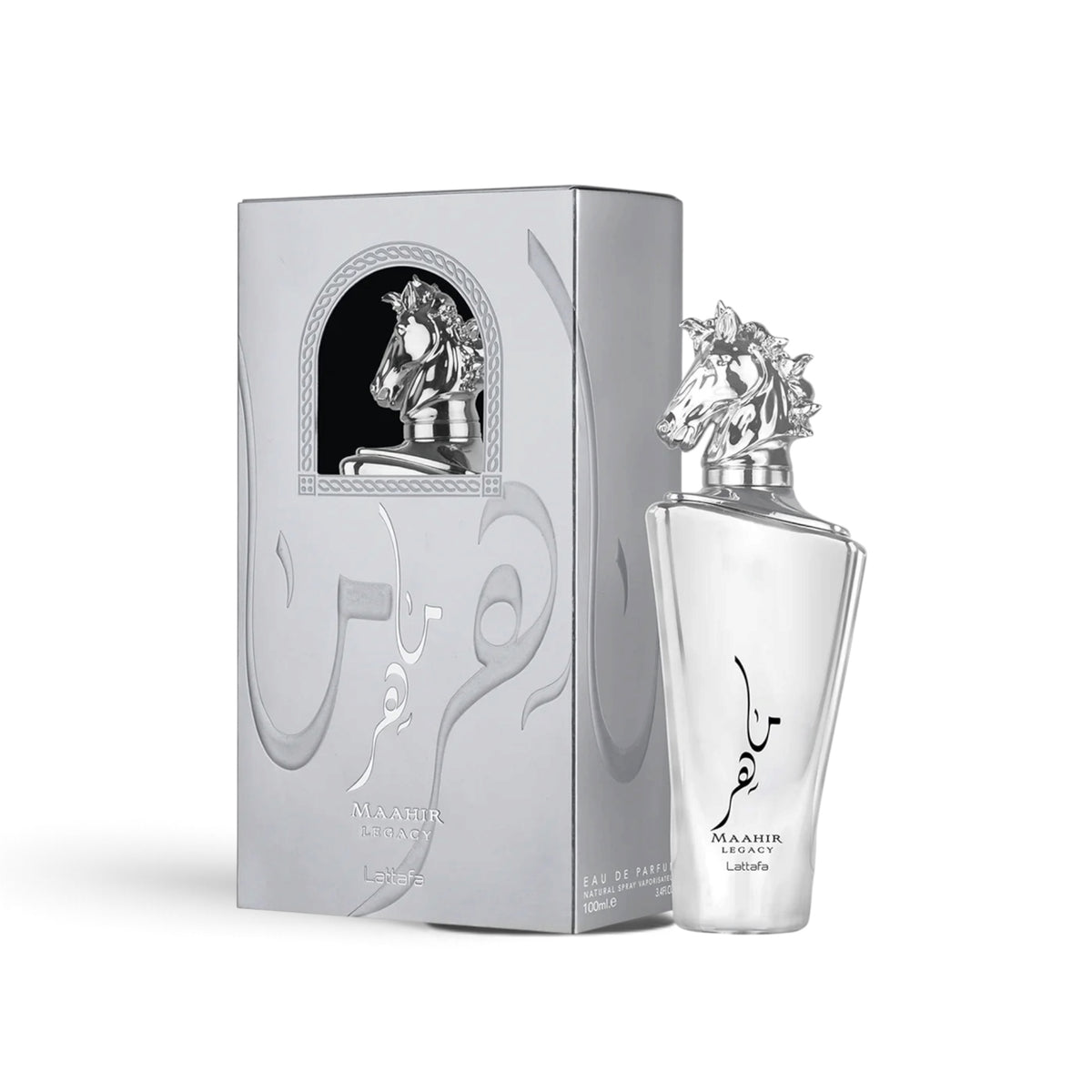Maahir Legacy by Lattafa Eau de Parfum 100ml perfume bottle and packaging