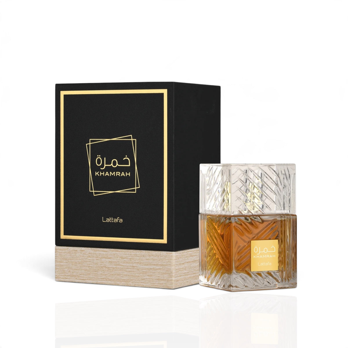 Khamrah by Lattafa Eau de Parfum 100ml perfume bottle and packaging