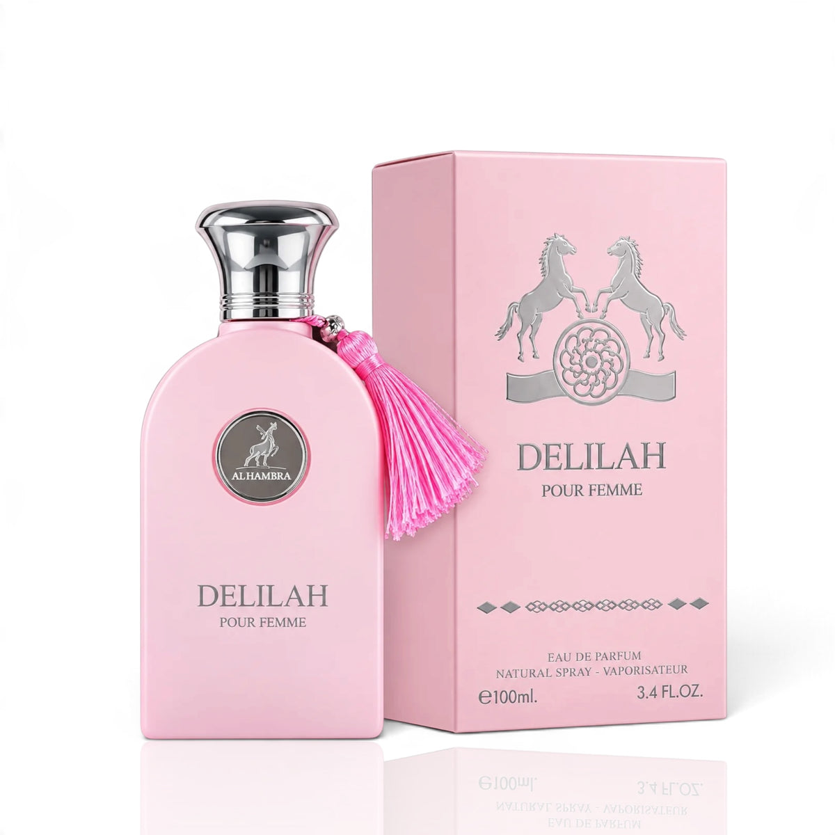 Delilah Pour Femme by Maison Alhambra Eau de Parfum 100ml perfume bottle and packaging