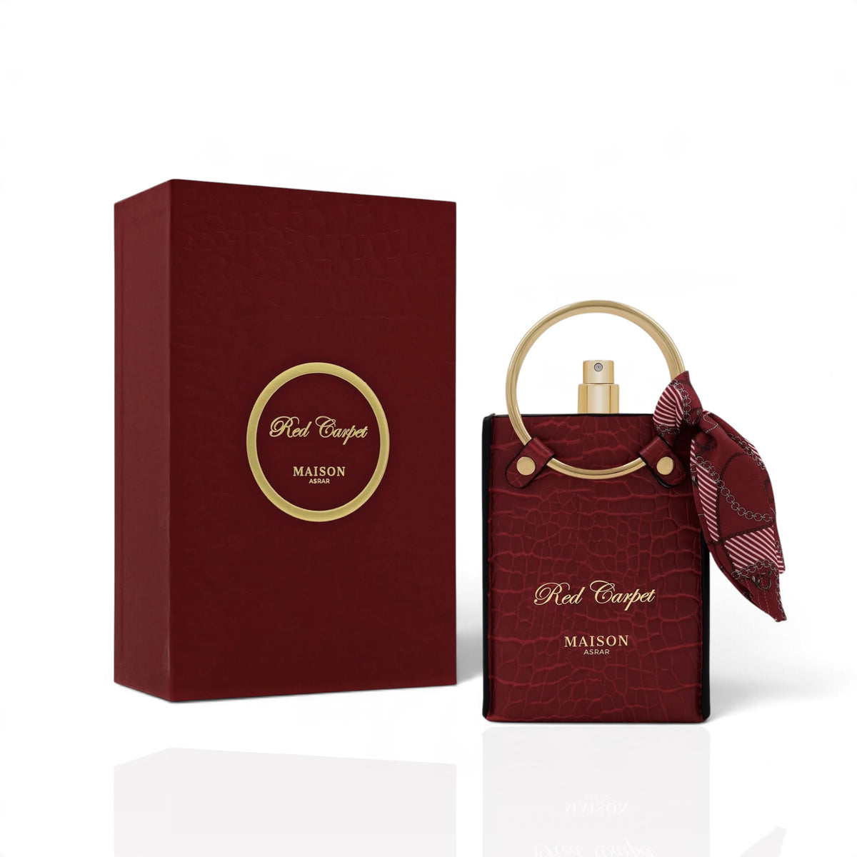 Red Carpet by Maison Asrar Eau de Parfum 100ml perfume bottle and packaging