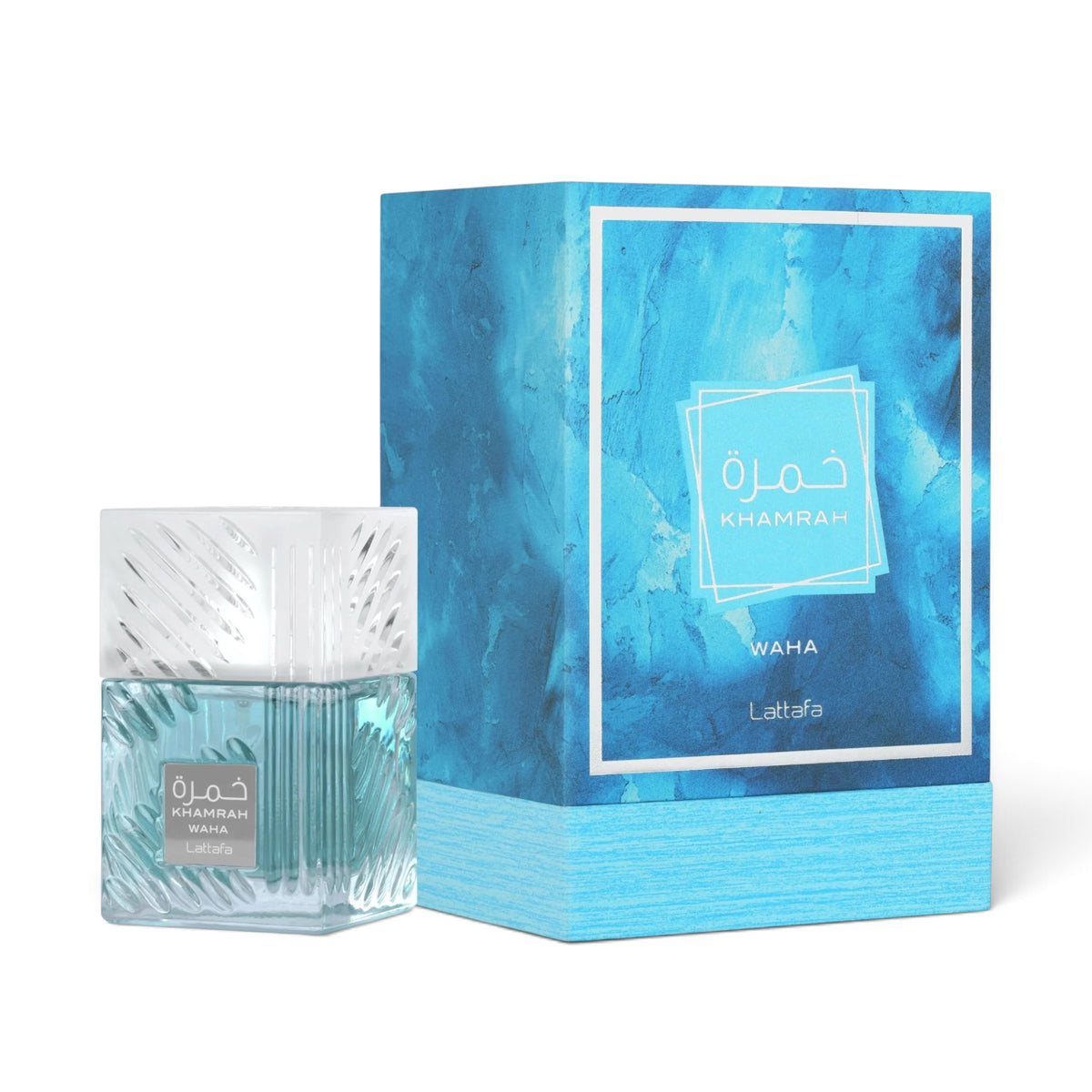 Khamrah Waha by Lattafa Eau de Parfum 100ml perfume bottle and packaging
