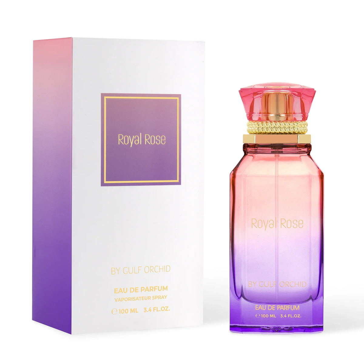 Royal Rose by Gulf Orchid Eau de Parfum 100ml perfume bottle and packaging