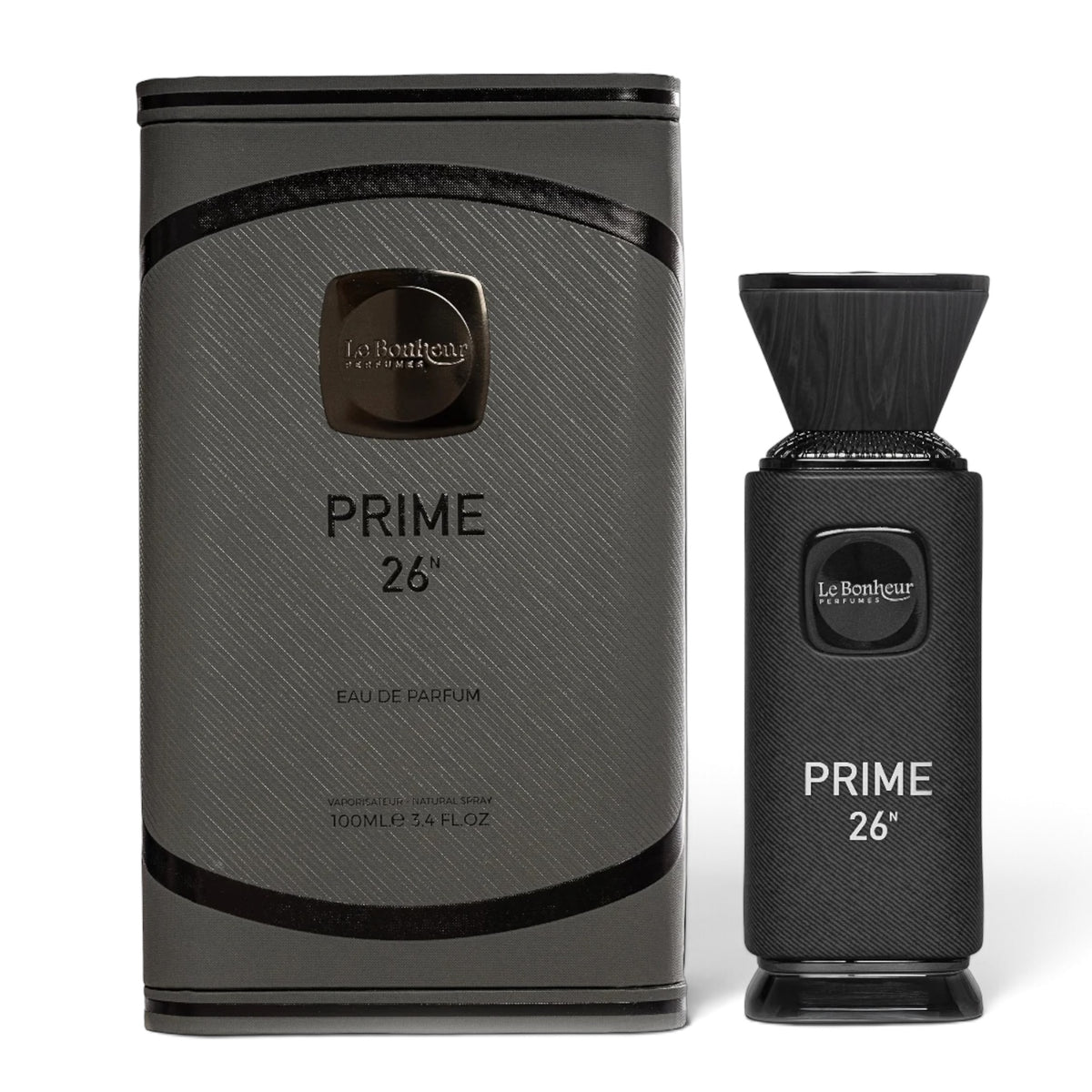 Prime 26 by Le Bonheur Perfumes Eau de Parfum 100ml perfume bottle and packaging