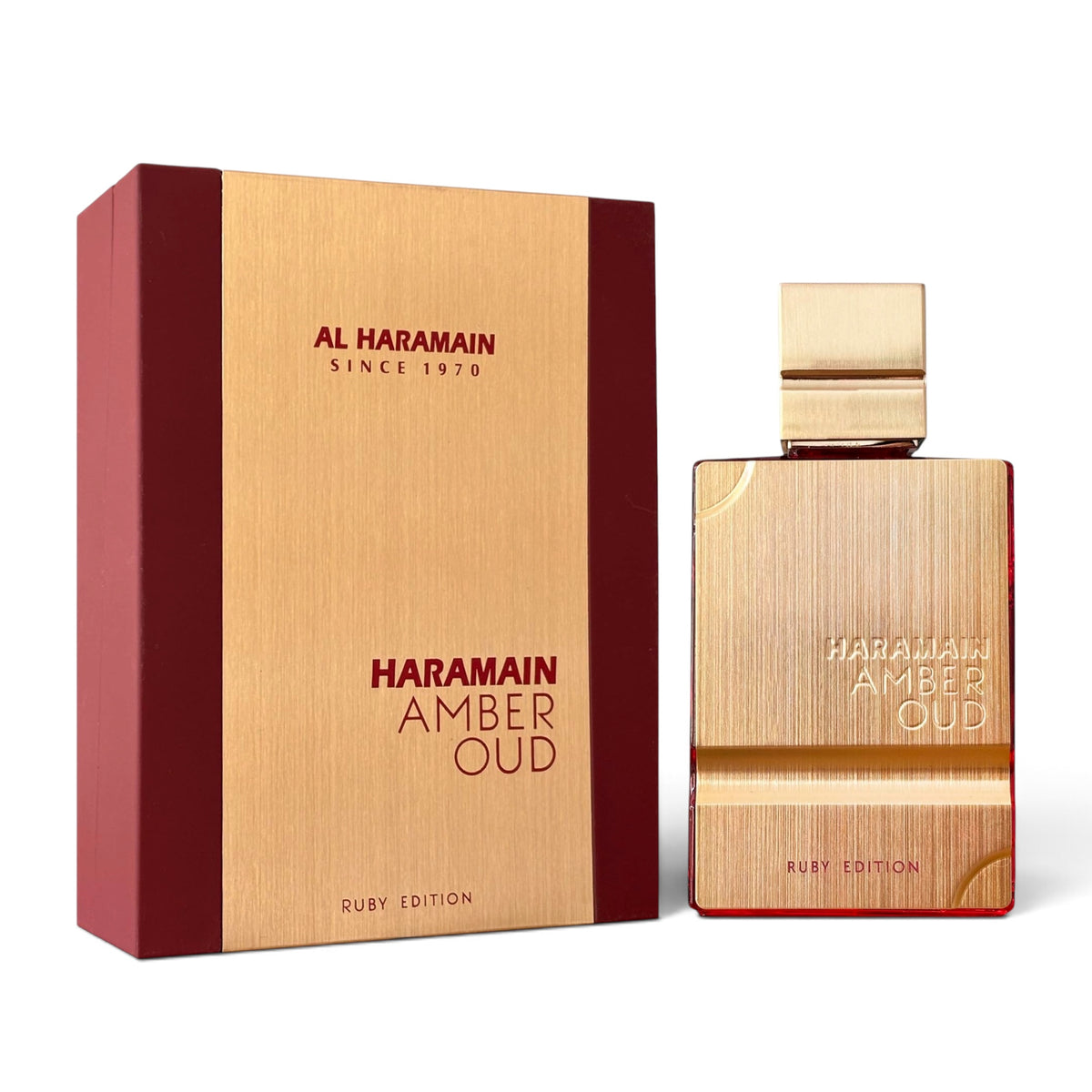 Amber Oud Ruby Edition by Al Haramain Eau de Parfum 60ml perfume bottle and packaging
