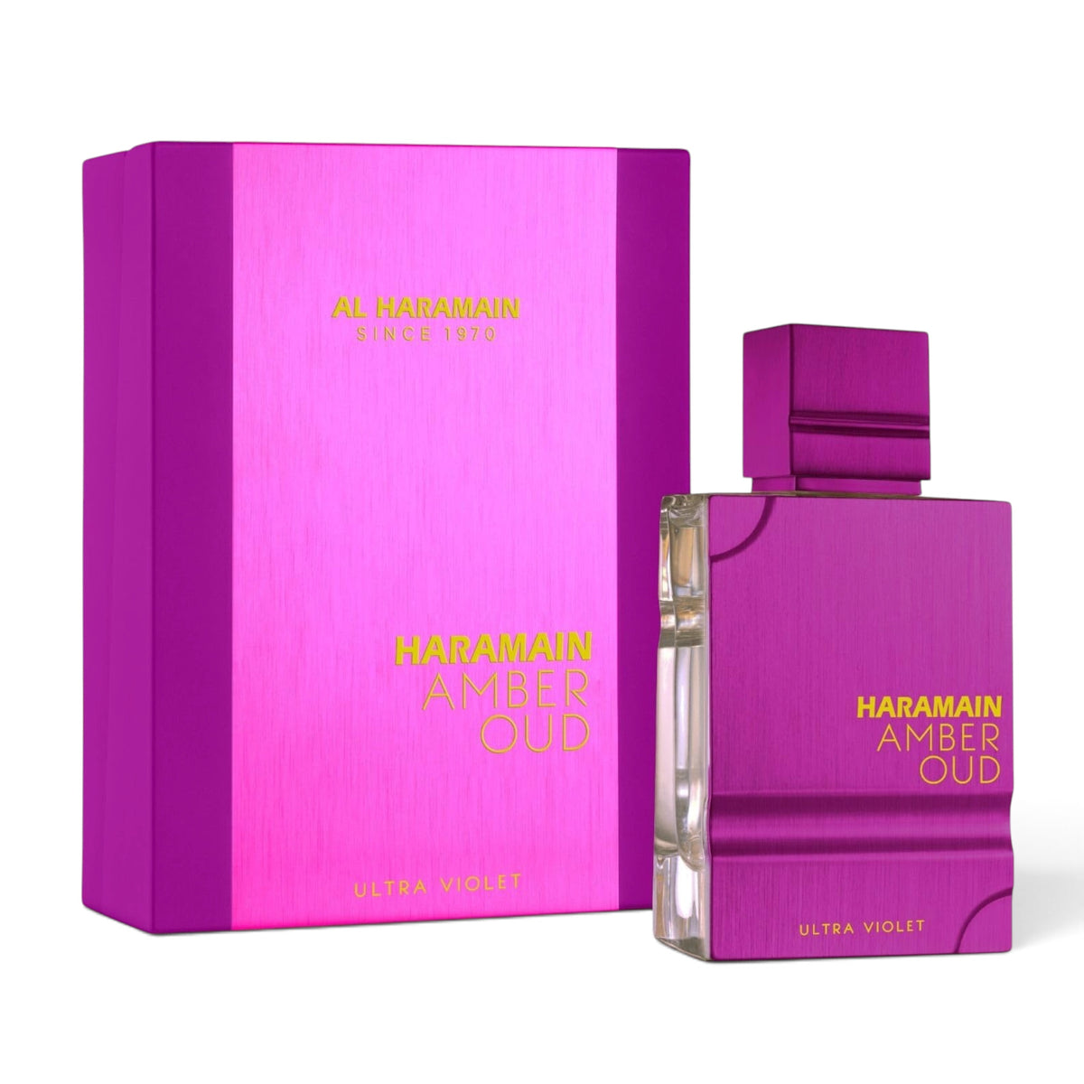 Amber Oud Ultra Violet by Al Haramain Eau de Parfum 60ml perfume bottle and packaging